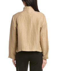 Eileen Fisher Stand Collar Silk & Linen-Blend Jacket