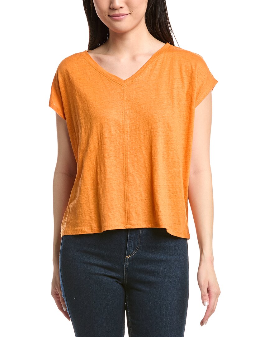 Eileen Fisher V Neck Square Linen T-Shirt