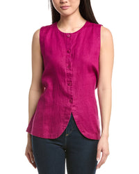 Eileen Fisher Round Neck Linen Long Vest