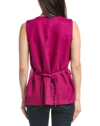 Eileen Fisher Round Neck Linen Long Vest