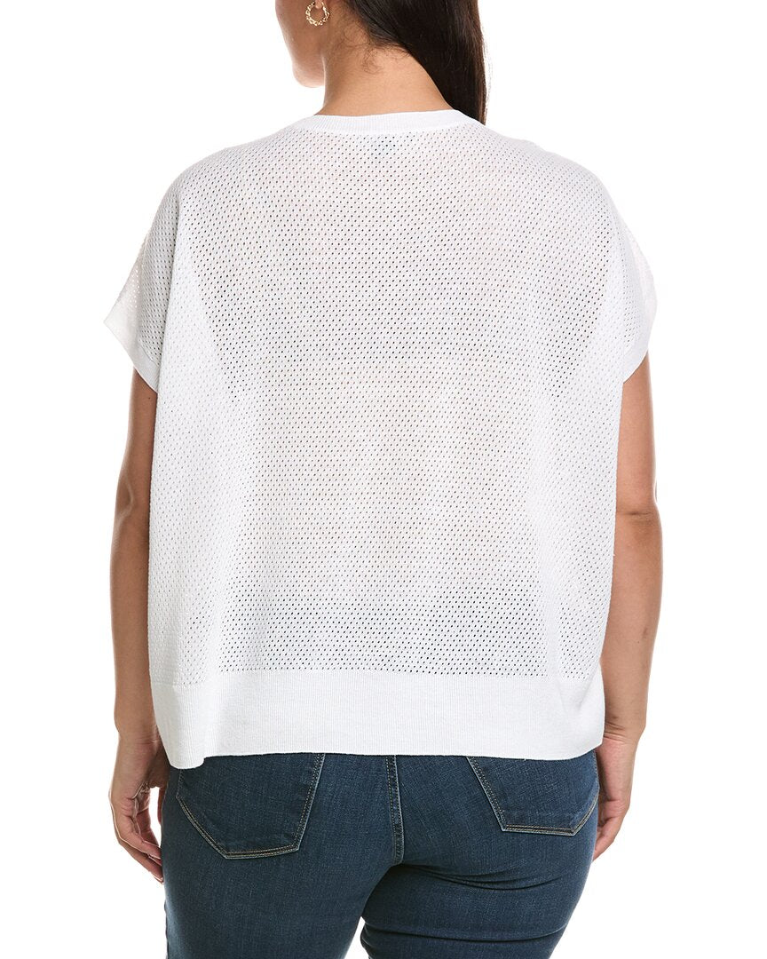 EILEEN FISHER Eileen Fisher Plus Crewneck Linen-Blend Vest