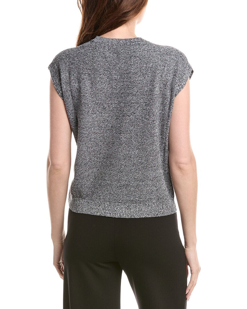 Eileen Fisher Petite Crewneck Linen-Blend Vest