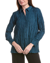 Eileen Fisher Petite Classic Silk Pleat Shirt