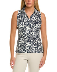 Stella Parker Ruched Split Neck Polo Shirt