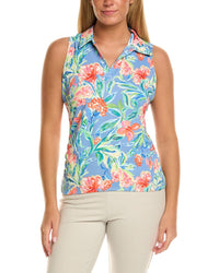 Stella Parker Ruched Split Neck Polo Shirt