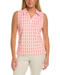 Stella Parker Ruched Split Neck Polo Shirt