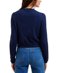 Draper James Embroidered Crewneck Wool-Blend Cardigan