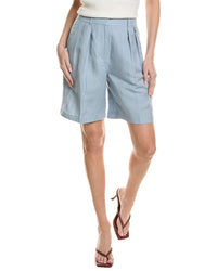 Kenneth Cole High-Rise Pleated Linen-Blend Short