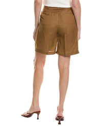 Kenneth Cole High-Rise Pleated Linen-Blend Short