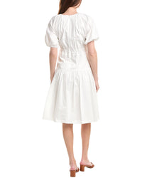 Brooks Brothers Poplin Smocked Puff Sleeve Dress