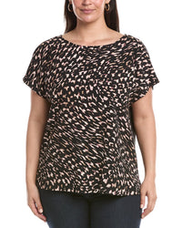 Anne Klein Plus Knit Back Shirt