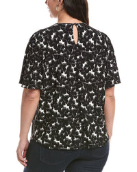 Anne Klein Plus Pleat Neck Bell Sleeve Top