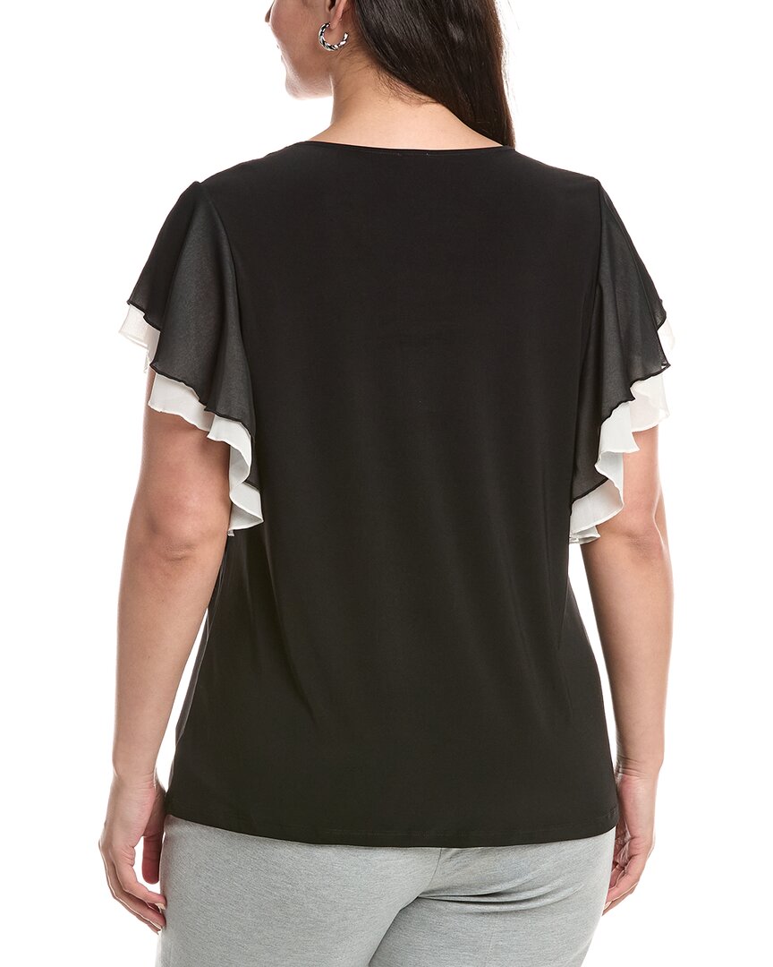Anne Klein Plus Layered Flutter Sleeve Top