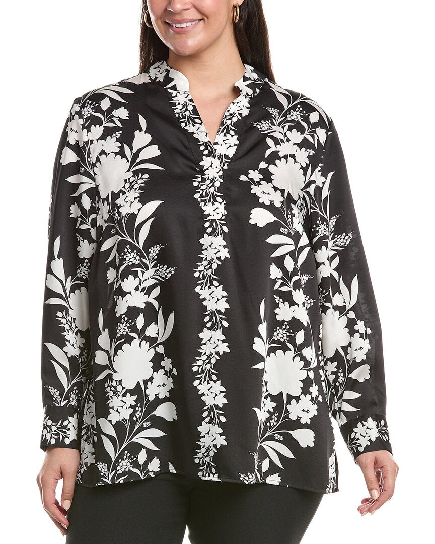 Anne Klein Plus Satin Popover Blouse