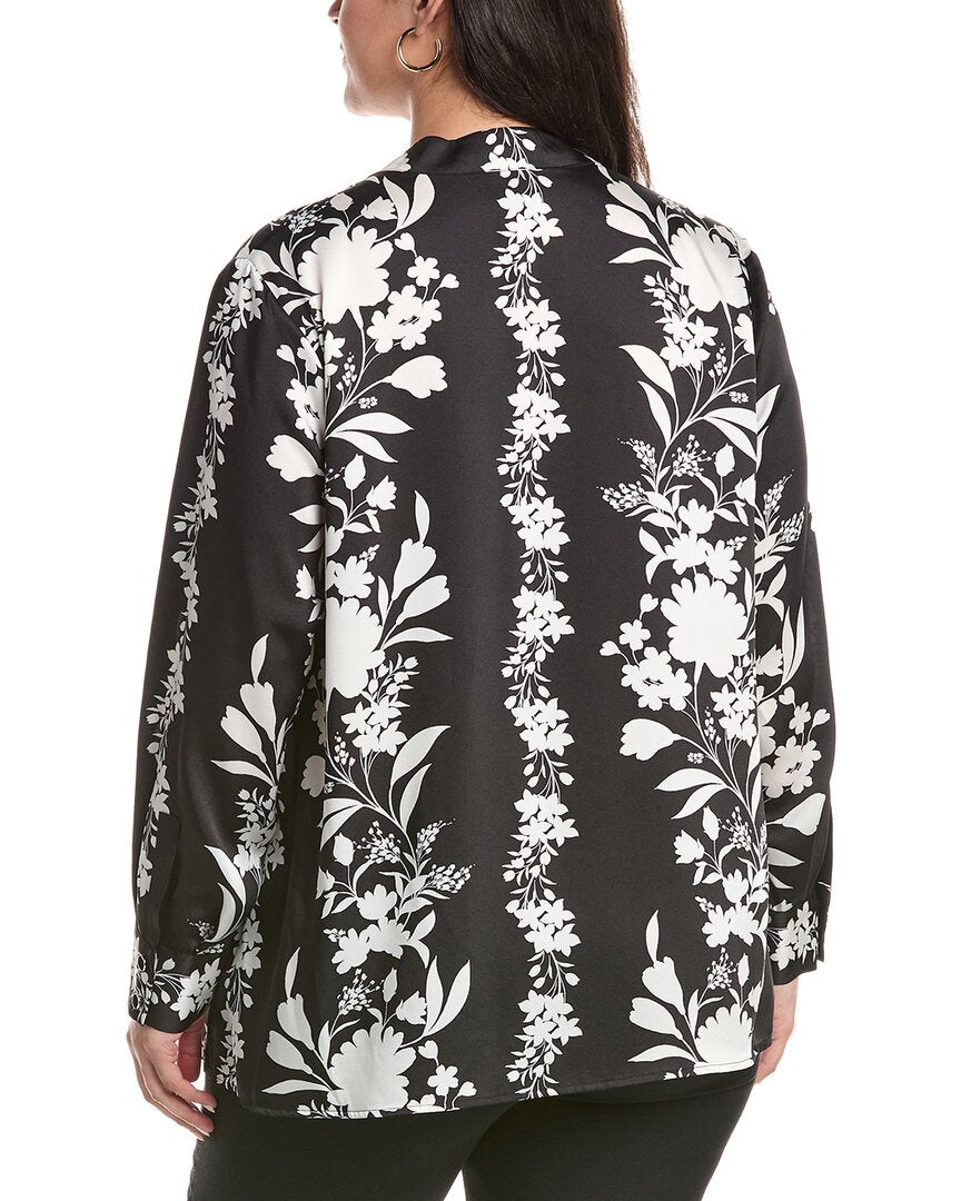 Anne Klein Plus Satin Popover Blouse