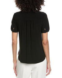 Anne Klein Petite Button Front Collared Top