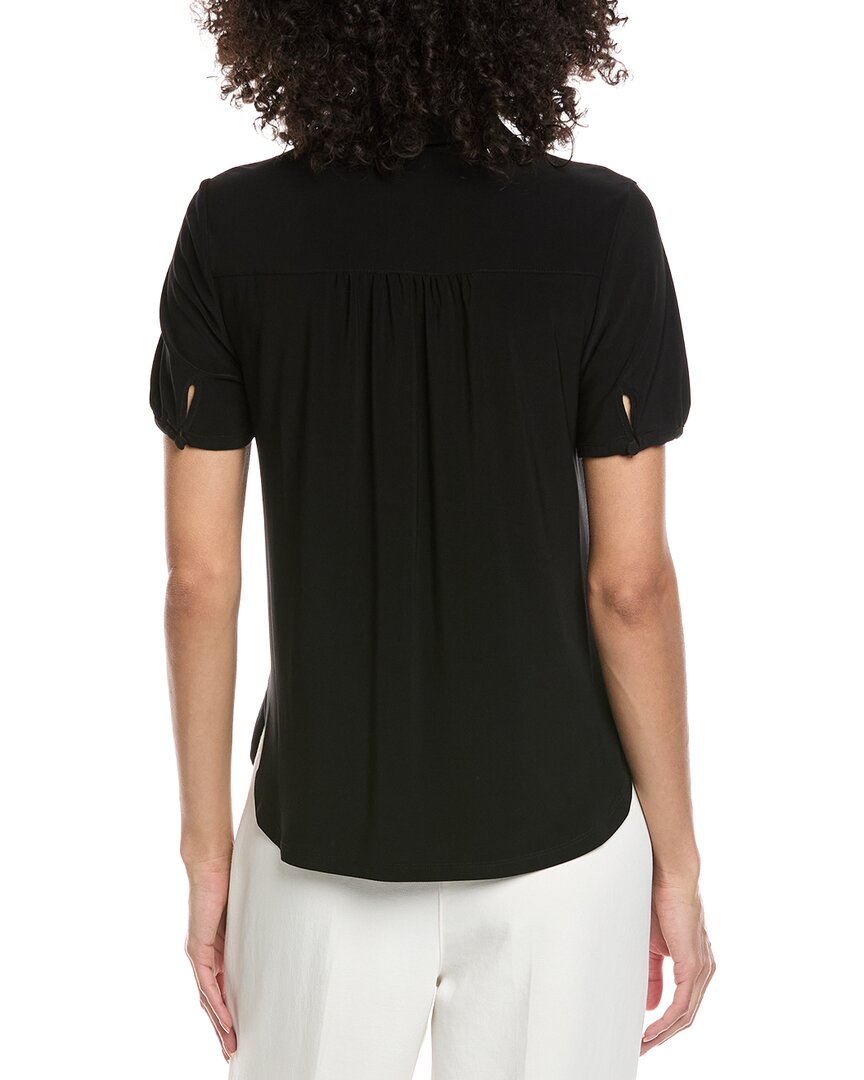 Anne Klein Petite Button Front Collared Top