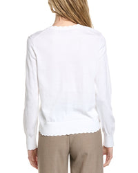 Brooks Brothers Scalloped Pointelle Trim Cardigan