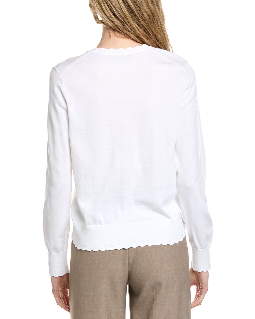 Brooks Brothers Scalloped Pointelle Trim Cardigan