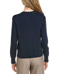 Brooks Brothers Scalloped Pointelle Trim Cardigan