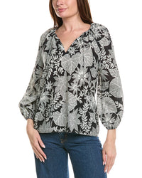 Brooks Brothers Brooks Brothers Balloon Sleeve Linen-Blend Blouse