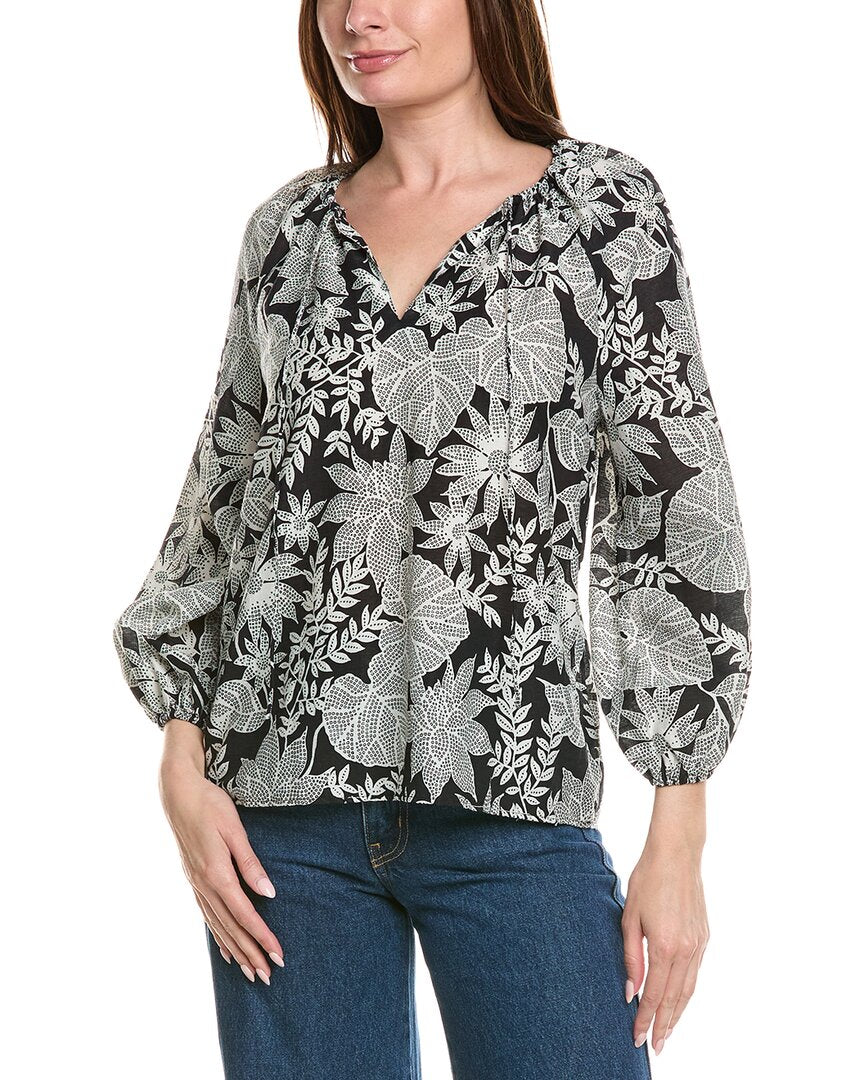 Brooks Brothers Brooks Brothers Balloon Sleeve Linen-Blend Blouse