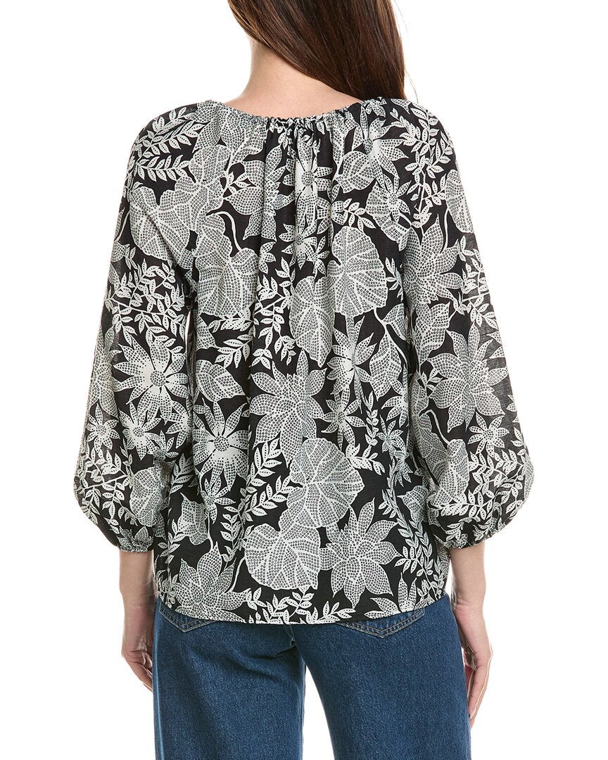 Brooks Brothers Brooks Brothers Balloon Sleeve Linen-Blend Blouse