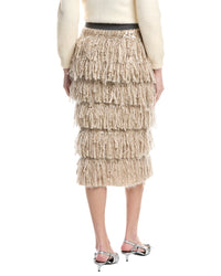 Brunello Cucinelli Tiered Mohair, Cashmere, & Wool-Blend Skirt