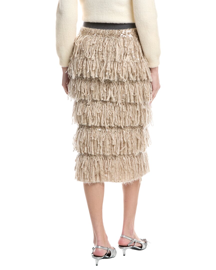 Brunello Cucinelli Tiered Mohair, Cashmere, & Wool-Blend Skirt