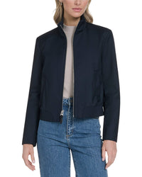 Cole Haan Pin Stripe Rain Bomber Jacket