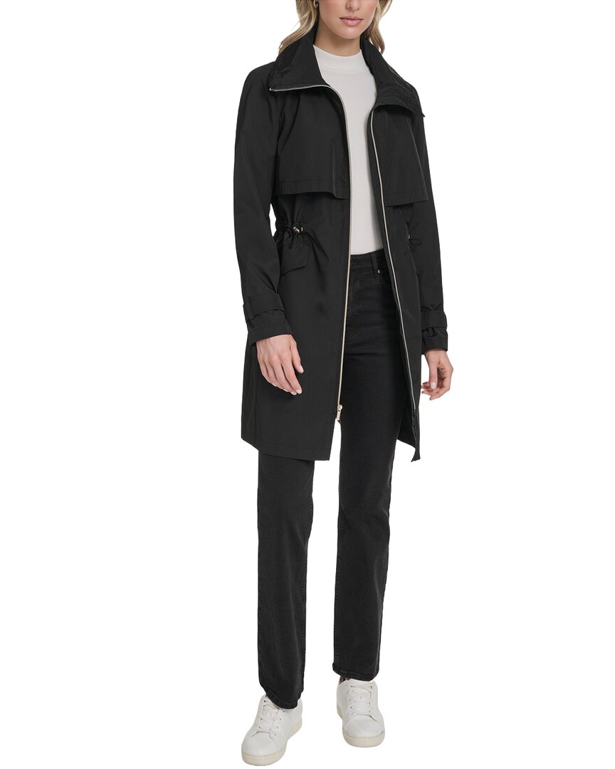 Cole Haan Stow Away Hood Zip Up Trench Coat