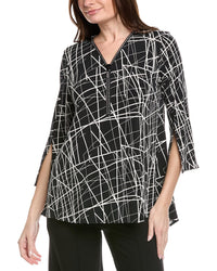 Joseph Ribkoff Abstract Front Zip Tunic Top