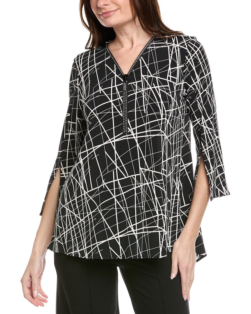 Joseph Ribkoff Abstract Front Zip Tunic Top