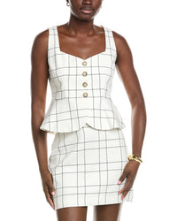 Kenneth Cole Windowpane Plaid Curved Peplum Vest