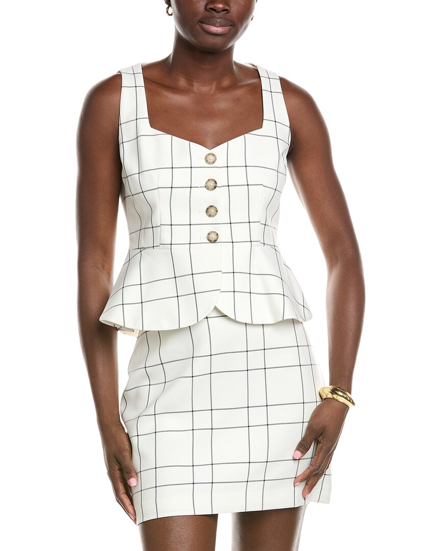 Kenneth Cole Windowpane Plaid Curved Peplum Vest