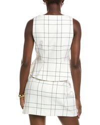 Kenneth Cole Windowpane Plaid Curved Peplum Vest