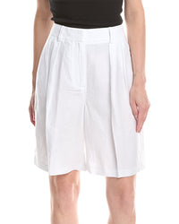 Kenneth Cole High Rise Linen-Blend Pleated Short
