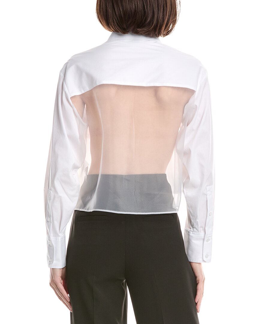 Kenneth Cole Combo Panels Poplin Crop Shirt