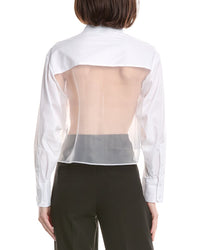 Kenneth Cole Combo Panels Poplin Crop Shirt
