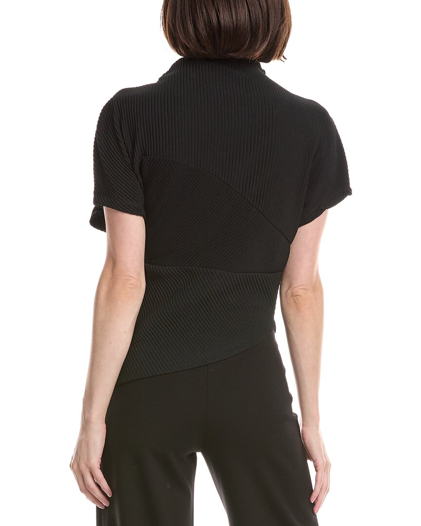 Kenneth Cole Asymmetrical Mock Neck Plisse T-Shirt