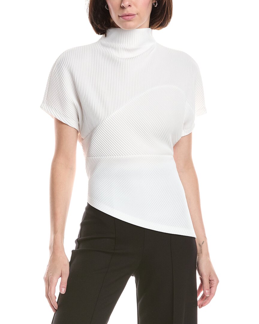 Kenneth Cole Asymmetrical Mock Neck Plisse T-Shirt