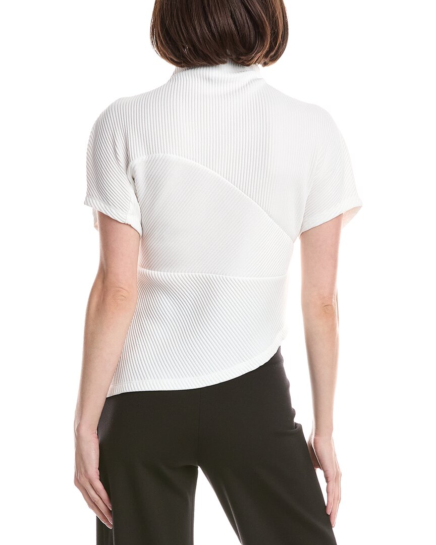 Kenneth Cole Asymmetrical Mock Neck Plisse T-Shirt