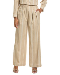 Kenneth Cole Kenneth Cole High-Rise Pleated Linen-Blend Wide Leg Pant
