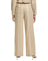 Kenneth Cole Kenneth Cole High-Rise Pleated Linen-Blend Wide Leg Pant