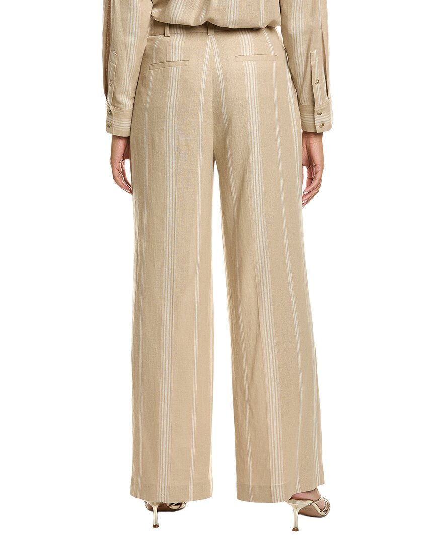 Kenneth Cole Kenneth Cole High-Rise Pleated Linen-Blend Wide Leg Pant