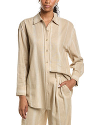 Kenneth Cole Drop Shoulder Linen-Blend Boyfriend Shirt