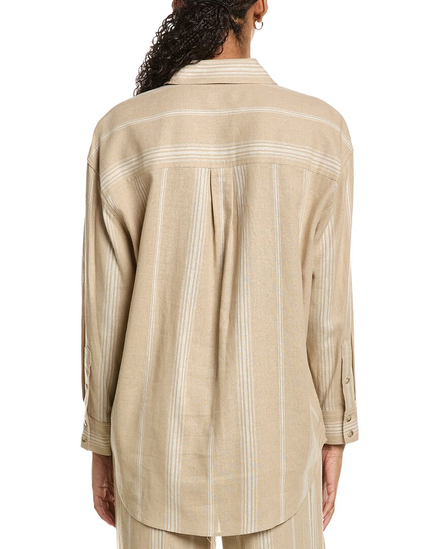 Kenneth Cole Drop Shoulder Linen-Blend Boyfriend Shirt