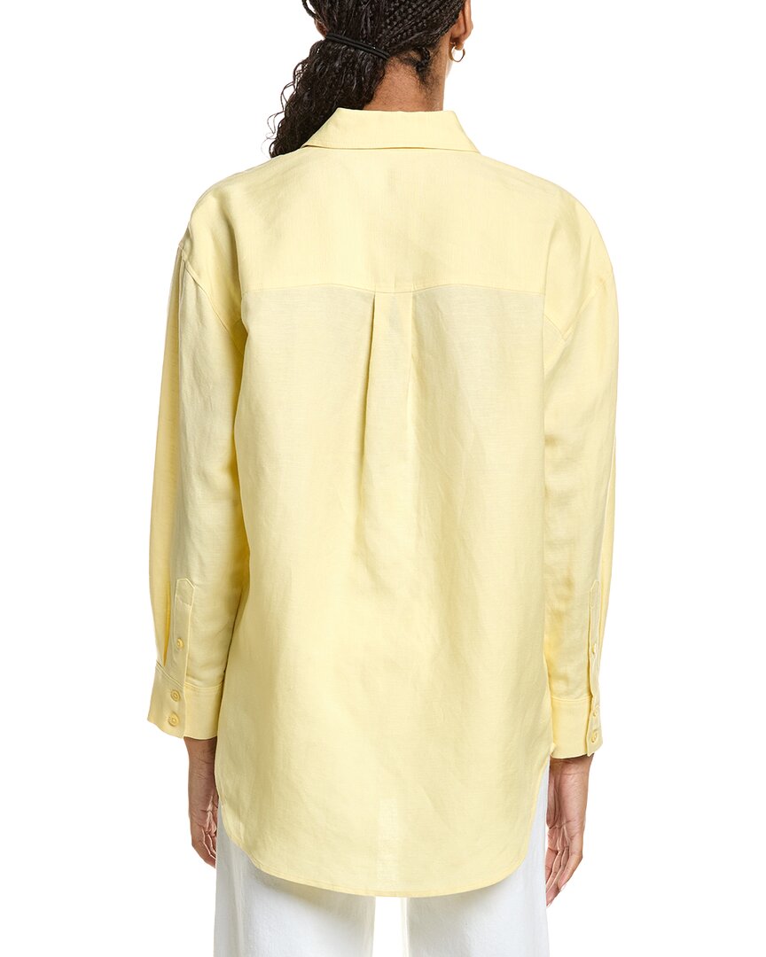 Kenneth Cole Drop Shoulder Linen-Blend Boyfriend Shirt