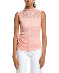 Kenneth Cole Kenneth Cole Stretch Lace Drape Mock Neck Tank