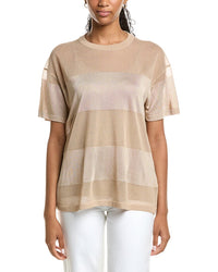 Kenneth Cole Kenneth Cole Shiny Semi Sheer Stripe Top